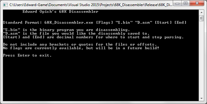 Screenshot of the disassembler's instructions