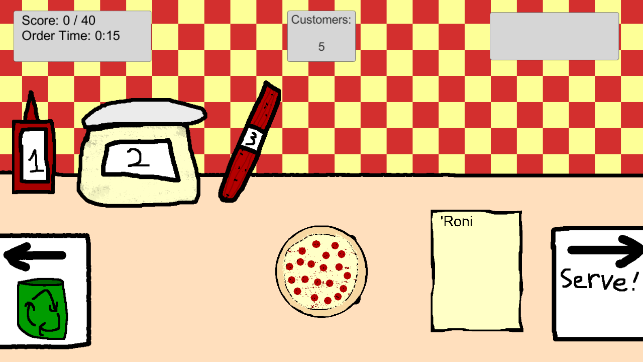 In-game screenshot: Pepperoni pizza prepared