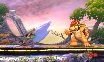 Little Mac standing to the left of Bowser